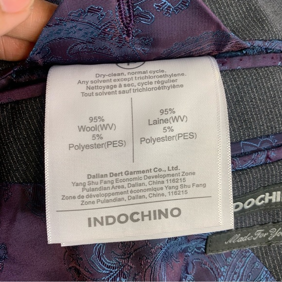 Indochino Men's Wool Gray Paisley Lined Pin Striped Blazer - Picture 8 of 13